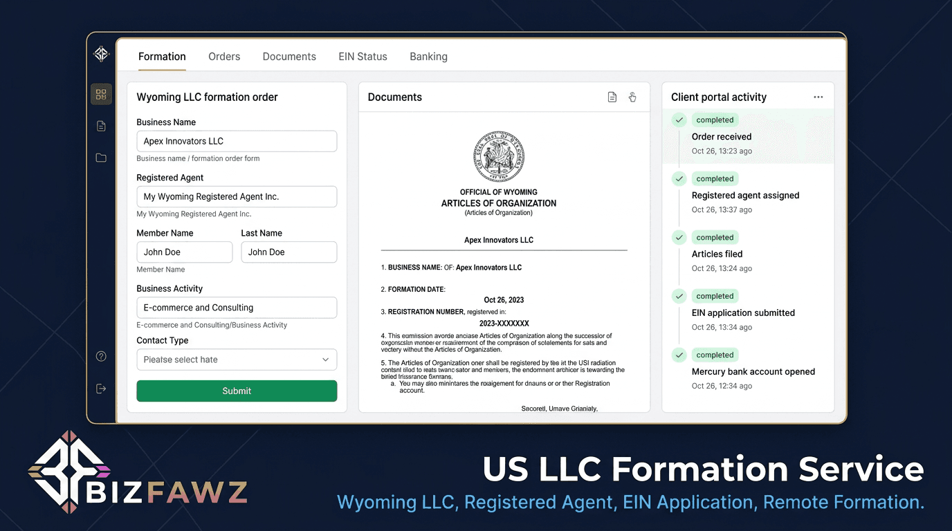 US LLC Formation for a UAE-Based Digital Marketing Agency Owner screenshot